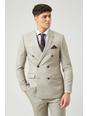 Grey Slim Fit Neutral Stripe Double Breasted Jacket