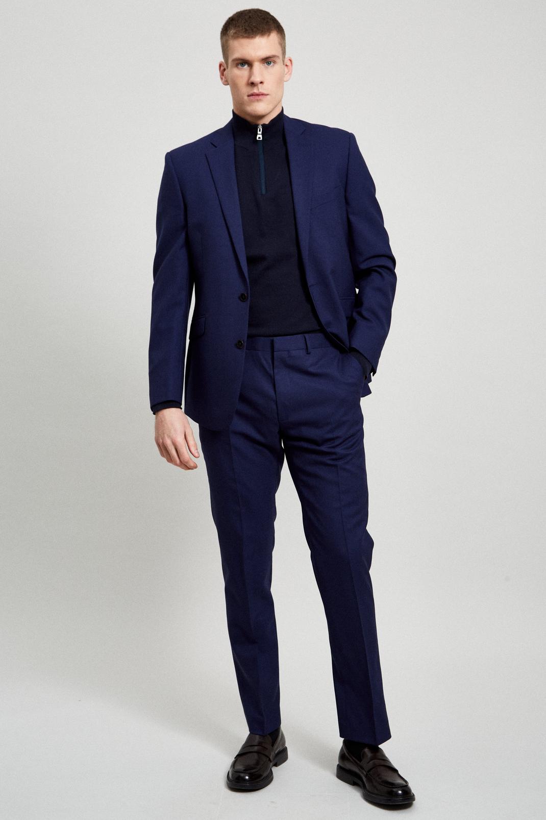 106 Royal Blue Slim Merino Wool Suit Trouser image number 1