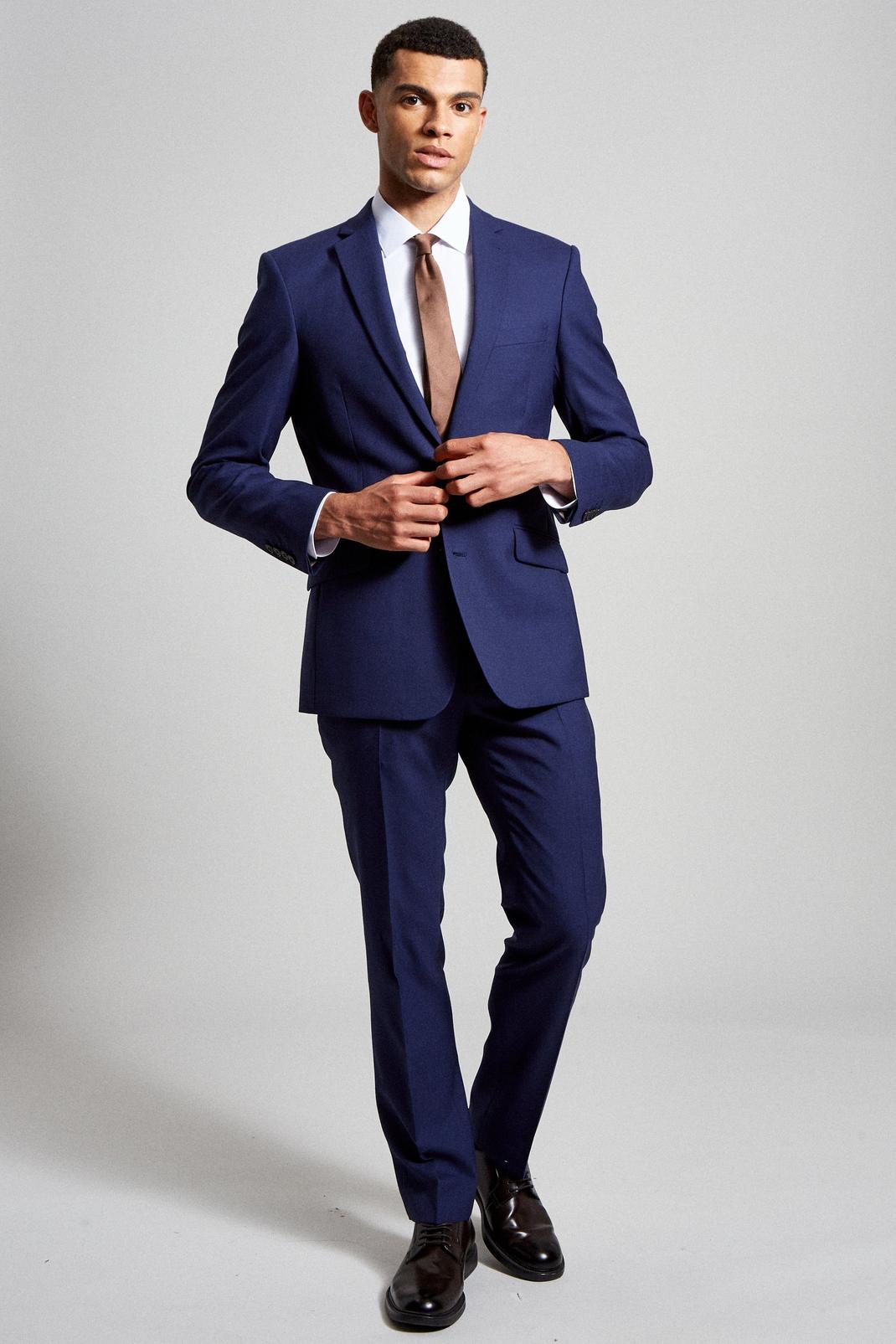 Royal Blue Skinny Merino Two-Piece Suit image number 1