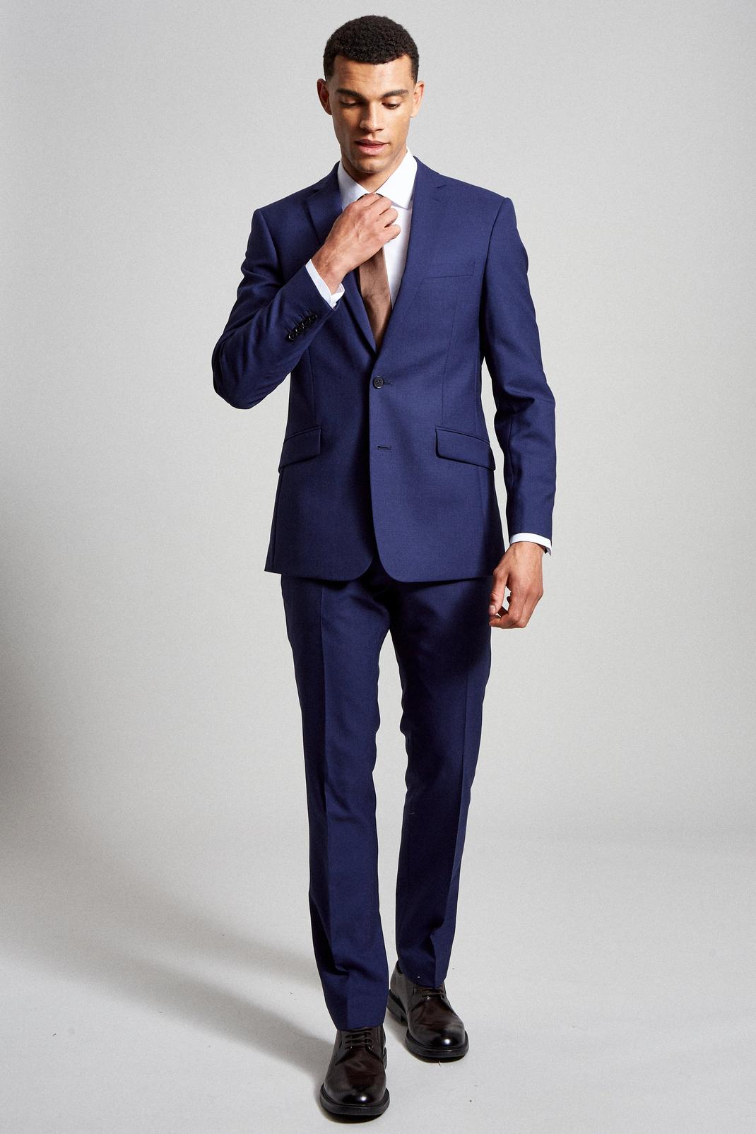 Royal Blue Skinny Merino Two-Piece Suit image number 2