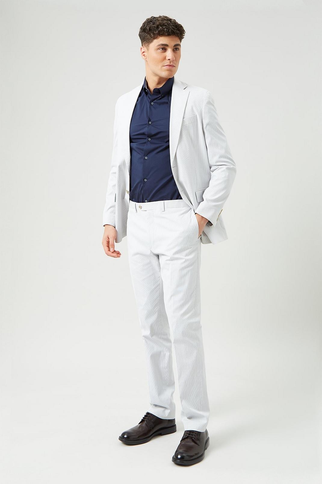 793 Stone Tonal Stripe Linen Suit Trouser image number 2
