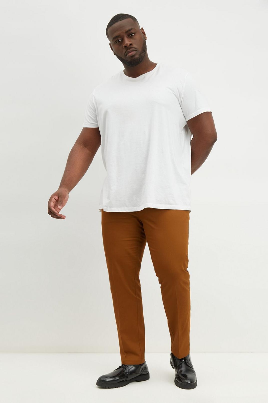 Dark brown Plus And Tall Slim Stretch Chino Trousers image number 1