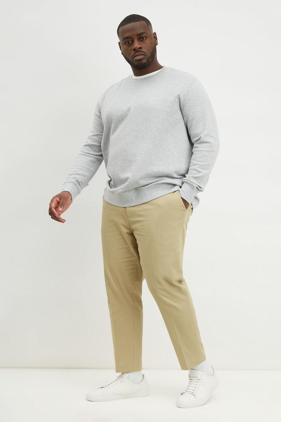 Khaki Plus And Tall Tapered Stretch Chinos image number 1