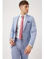 106 Slim  Blue Cotton  Linen Suit Jacket