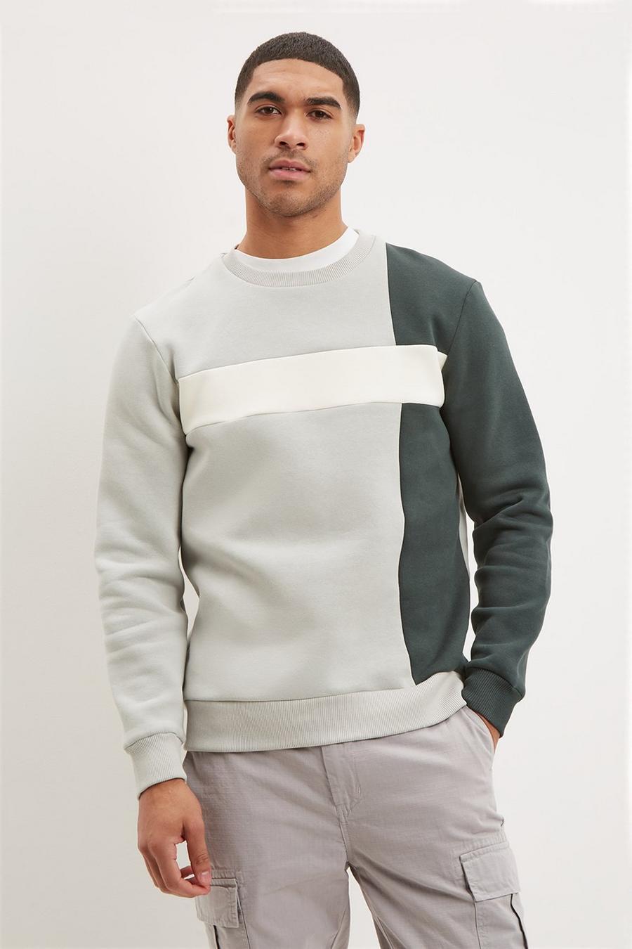 Regular Tri Colour Block Sweatshirt