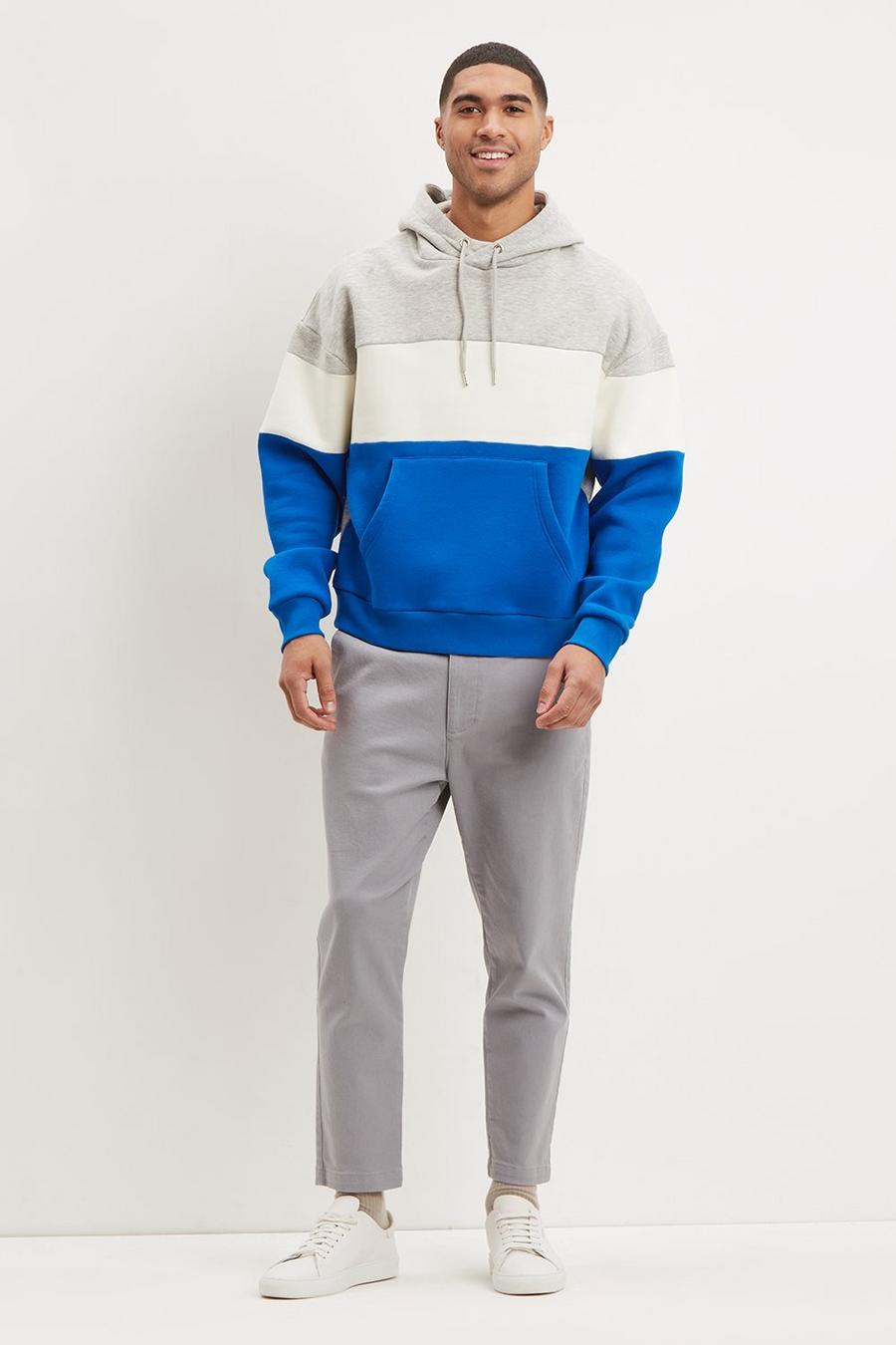 Relaxed Fit Curve Blocking Hoodie