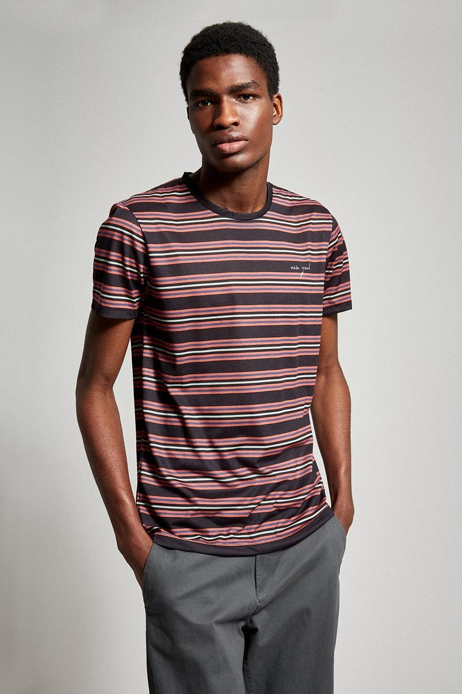 Burgundy Horizontal New York Stripe T-shirt