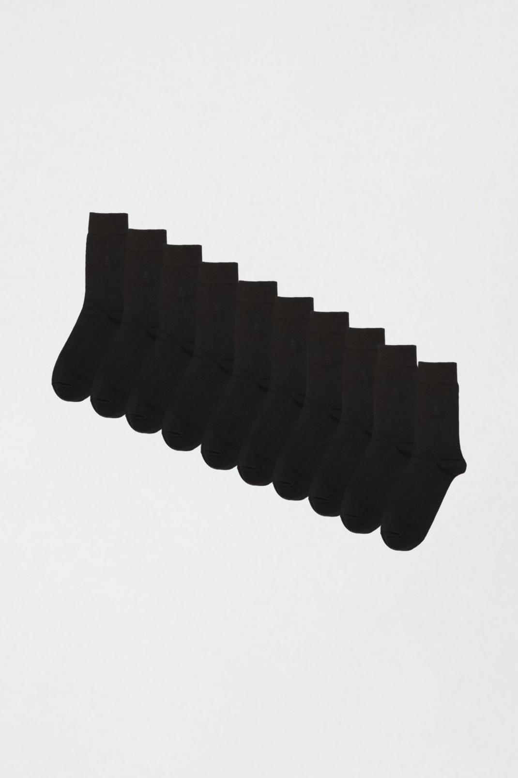 10 Pack Black B Logo Embroidered Socks image number 1