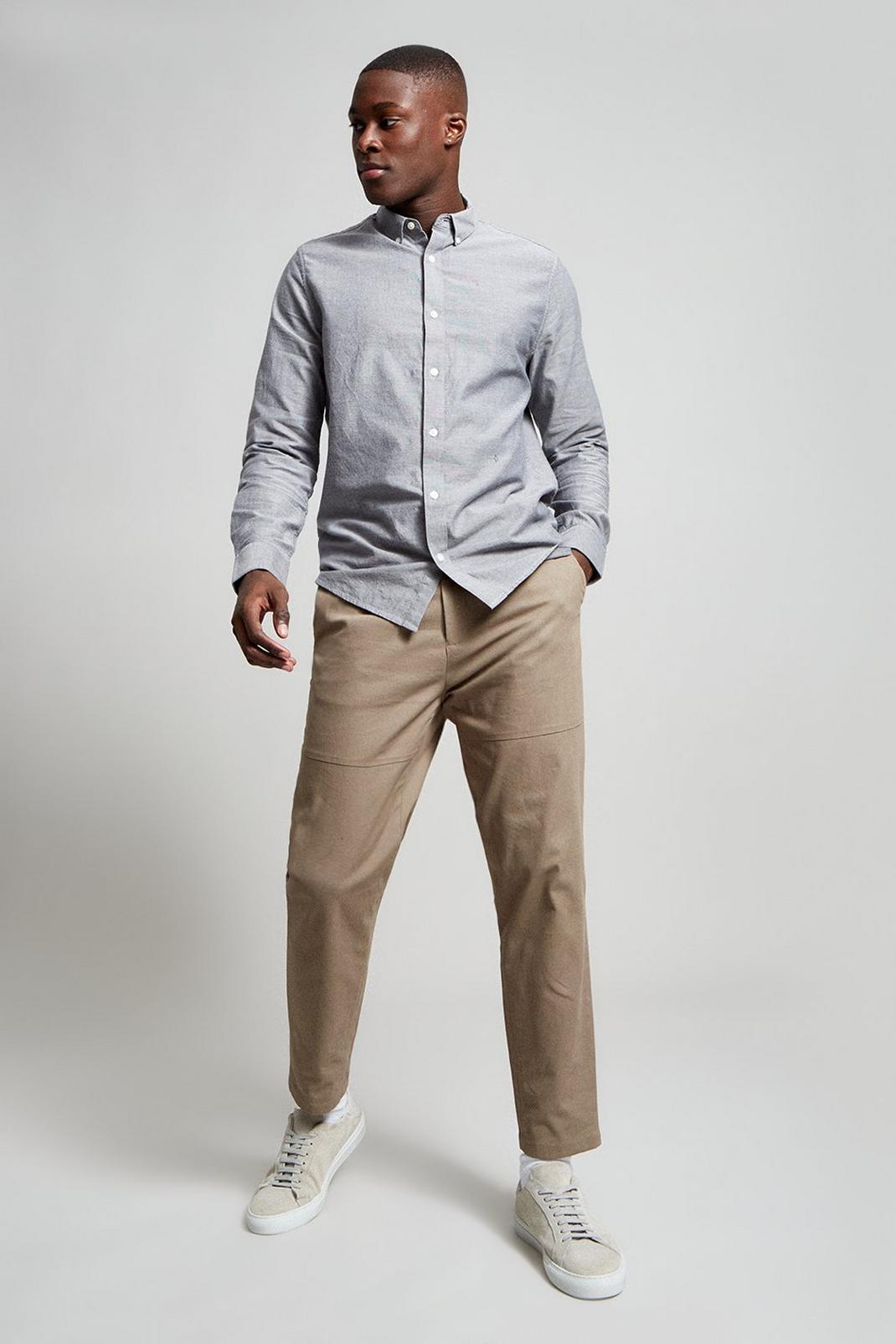 Grey Long Sleeve Oxford Shirt image number 1