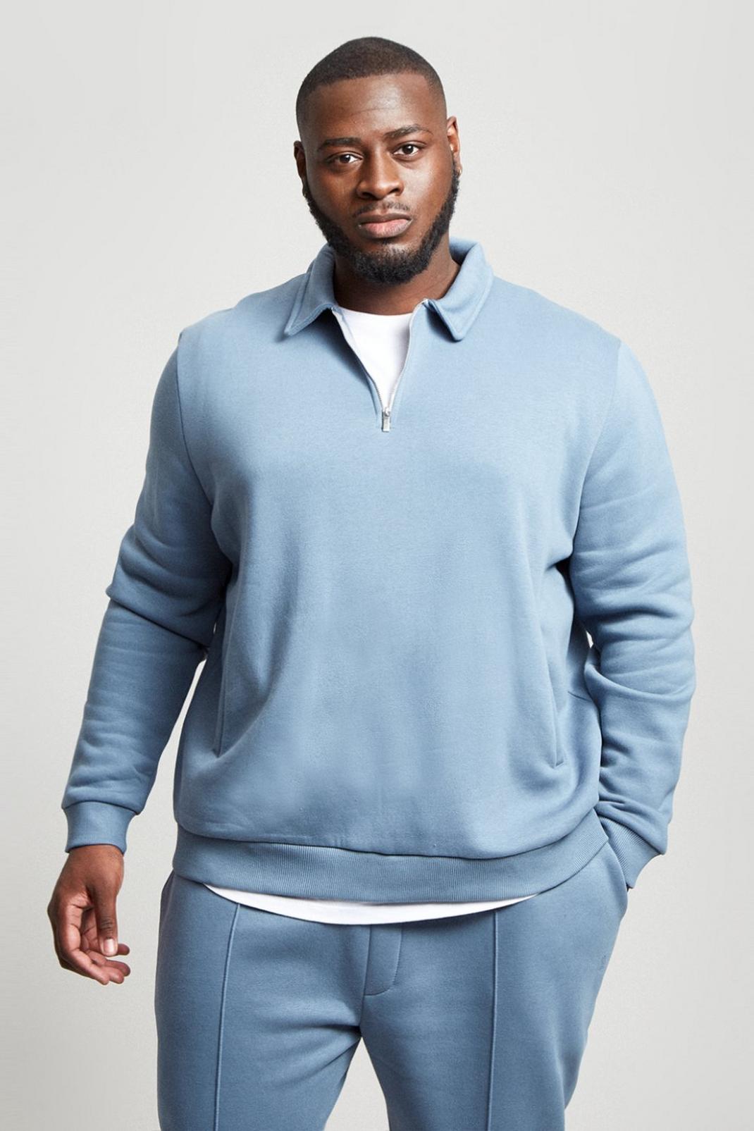 Blue Plus Collared Sweatshirt image number 1