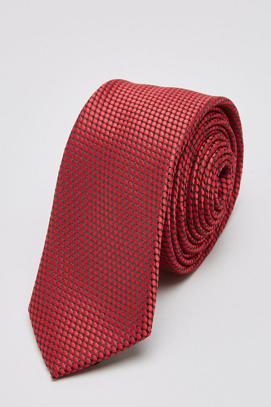 Red Mini Jacquard Tie