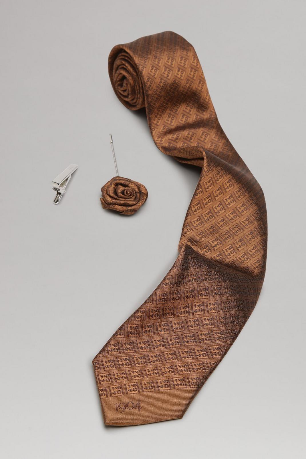 186 1904 Brown Monogram Silk Tie, Pin, Tie image number 2