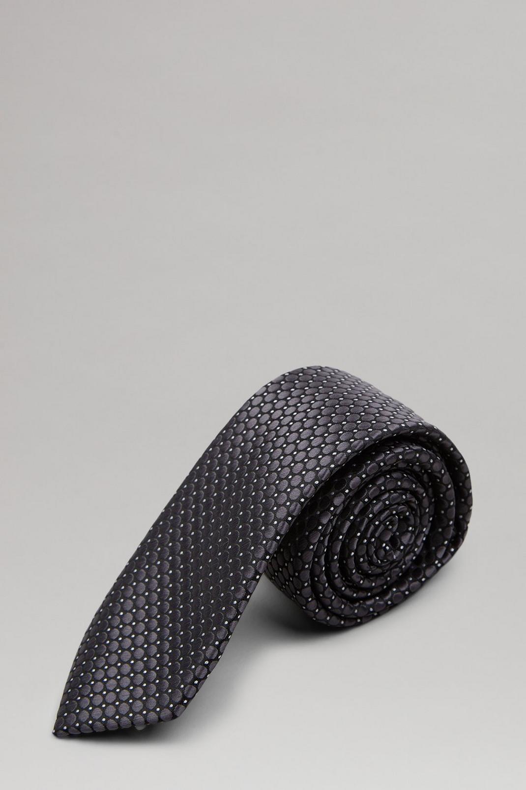 105 Black And Grey Jacquard Tie image number 1