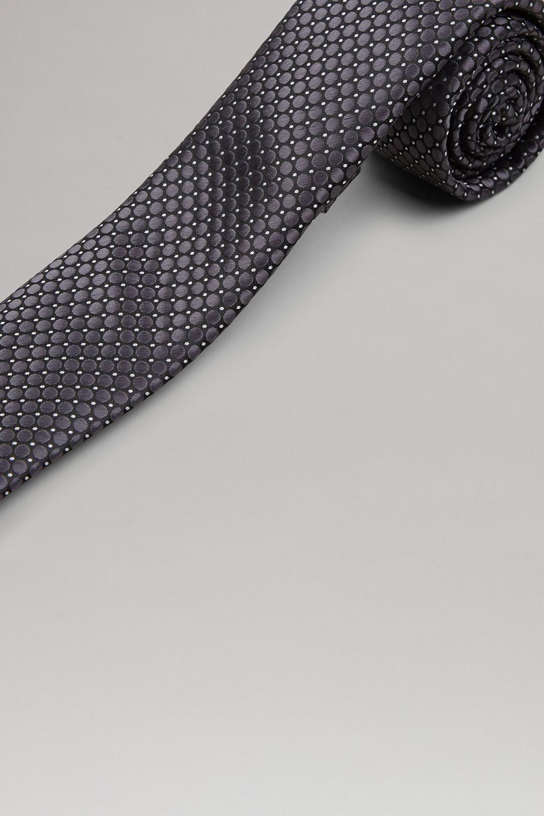 105 Black And Grey Jacquard Tie image number 2