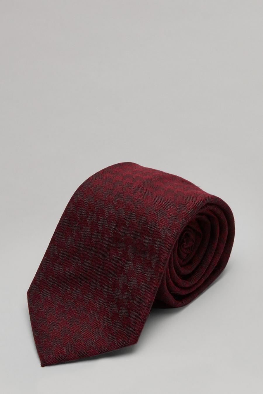 Burgundy Dogtooth Brushed Wool Wide Tie