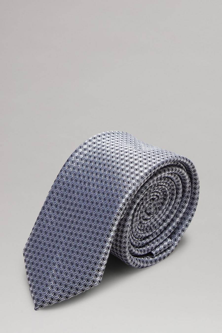 Silver Mini Jacquard Tie