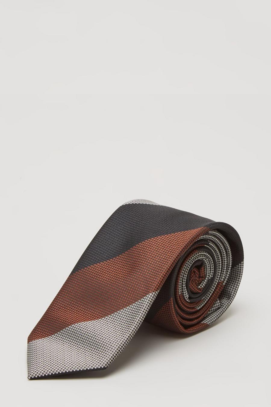 Brown Wide Stripe Tie