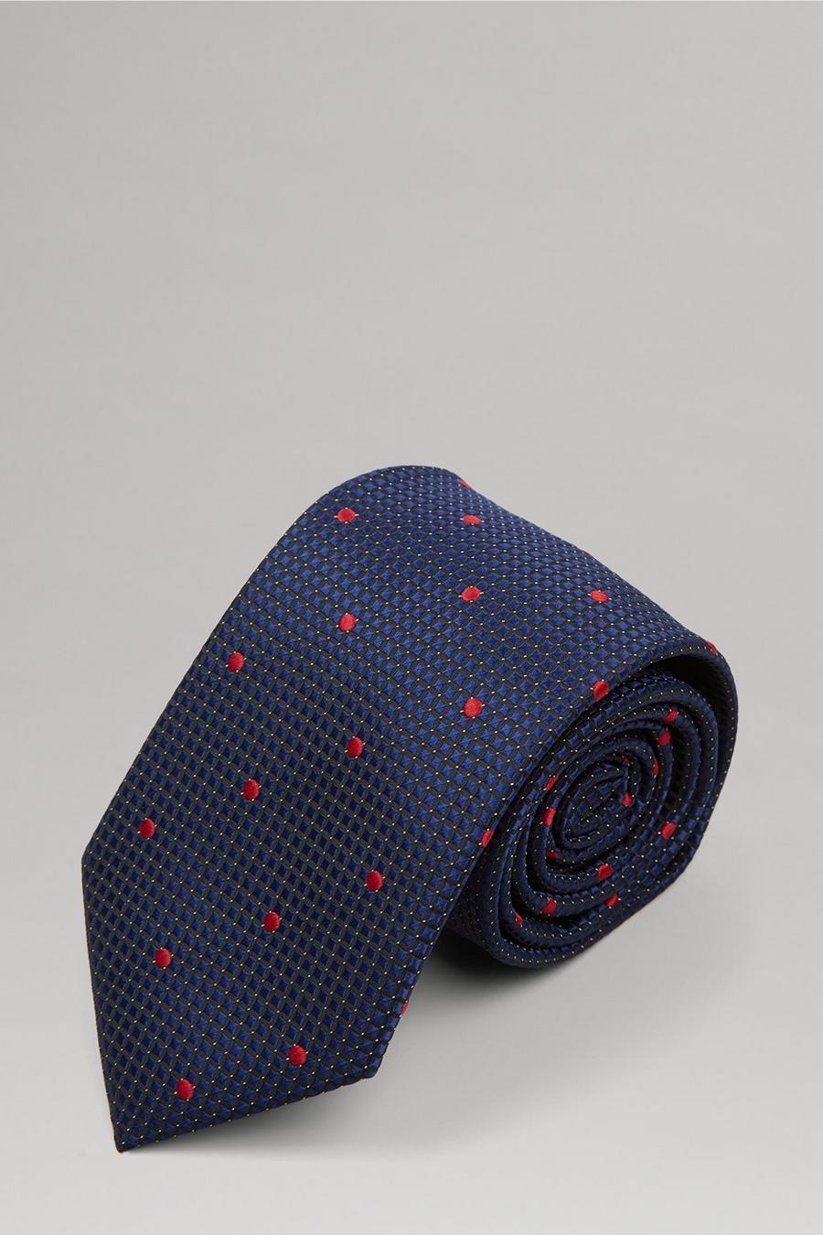 Navy And Red Spot Wide Tie