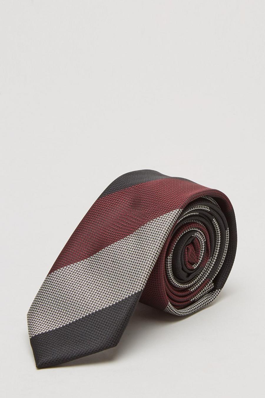 Burgundy Wide Stripe Tie