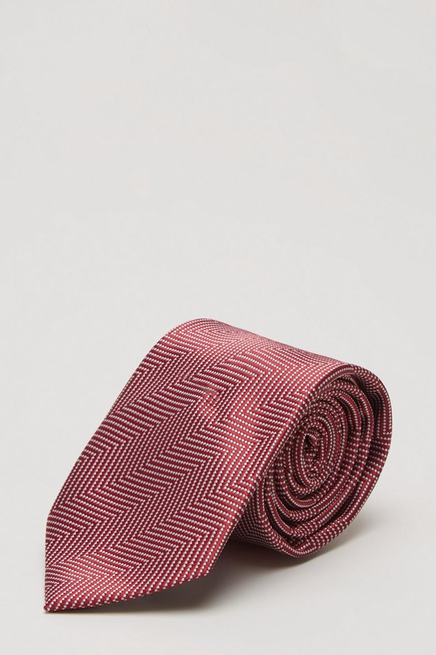 Pink Herringbone Jacquard Wide Tie