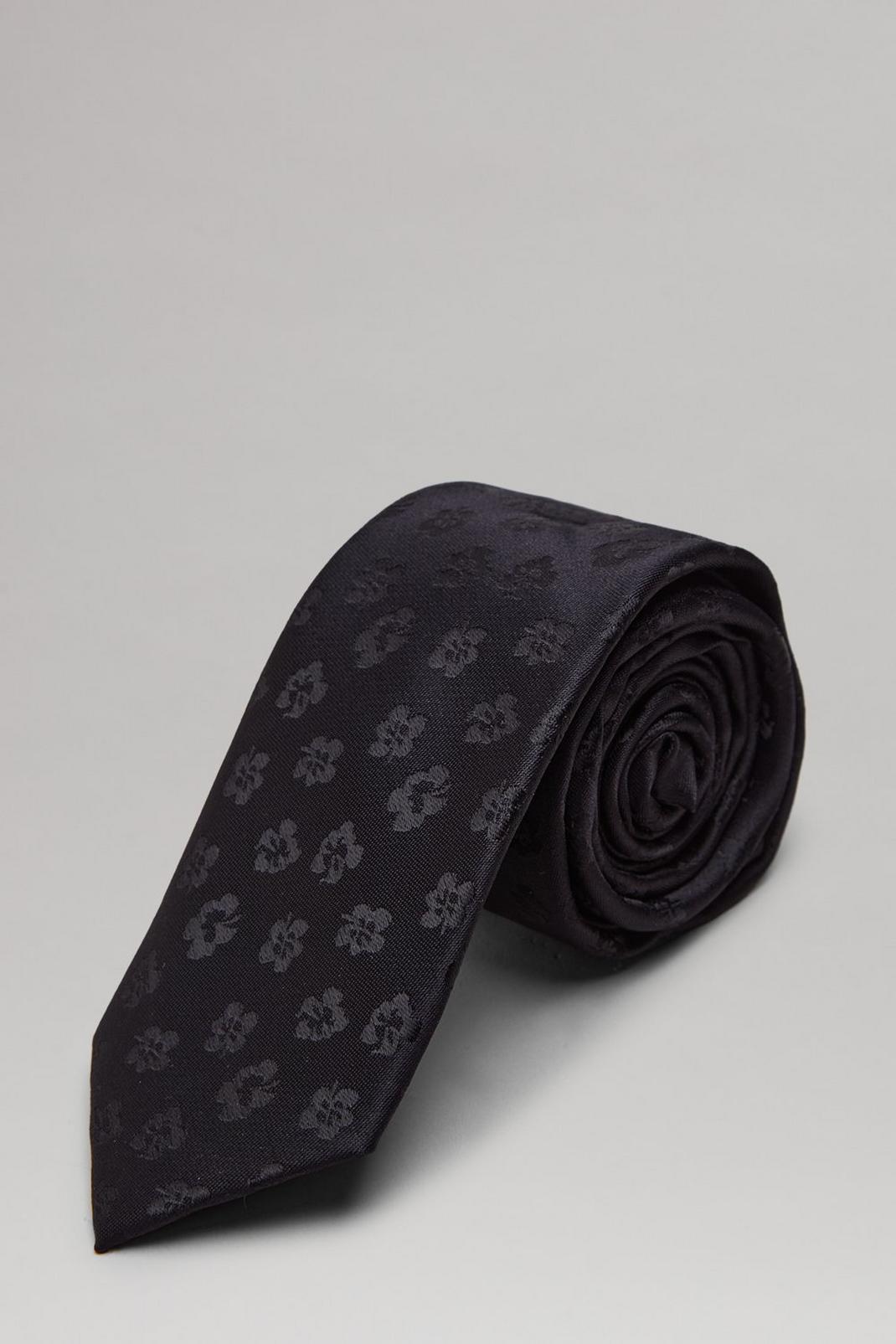 Black Floral Tie image number 1