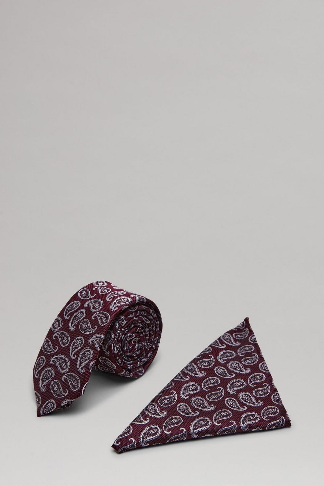 294 Burgundy Mini Paisley Tie Set image number 1