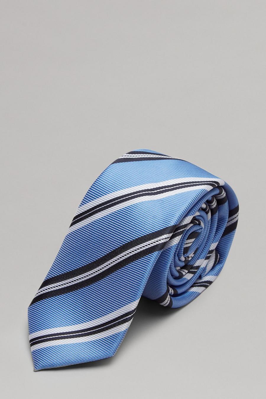 Blue And Navy Grain Stripe Tie