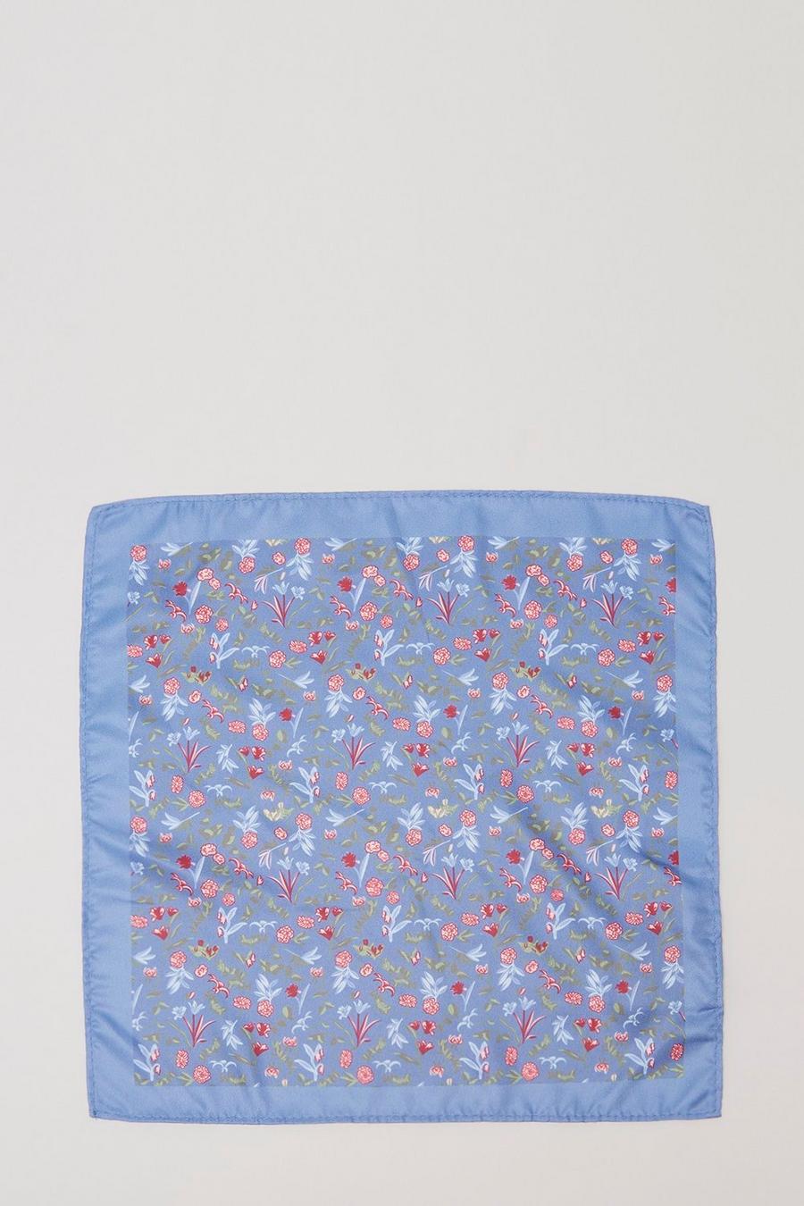 Blue Ditsy Floral Printed Pocket Square