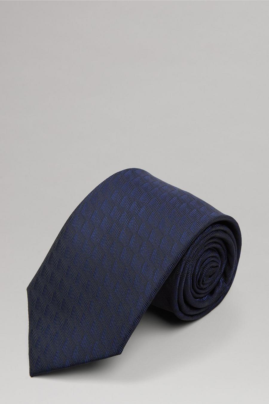 Navy Large Scale Jacquard Wide Tie