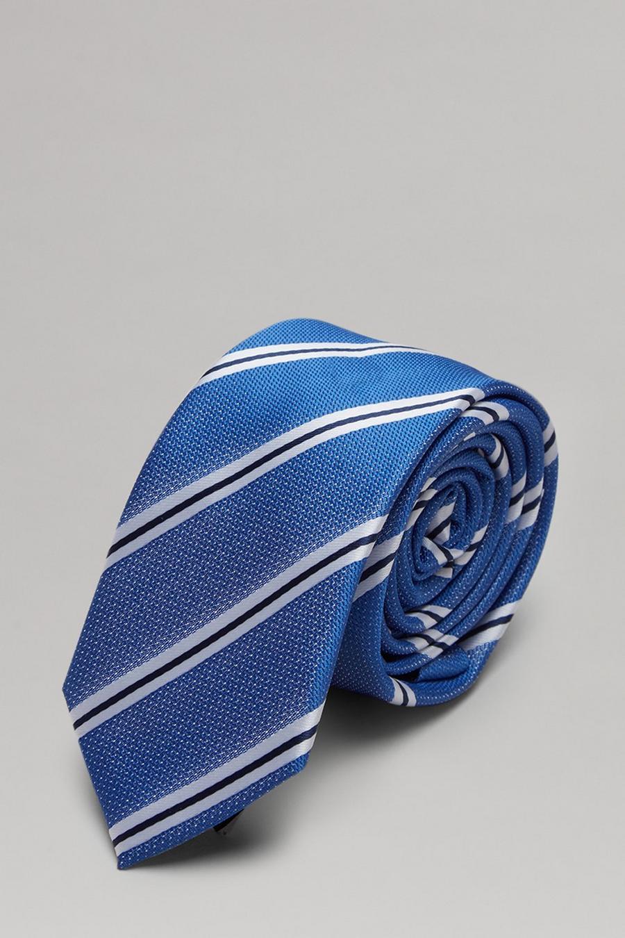 Blue Grain Stripe Tie