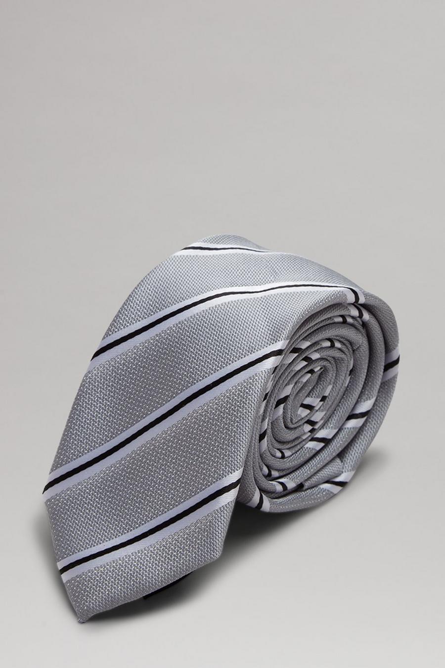 Grey Grain Stripe Tie