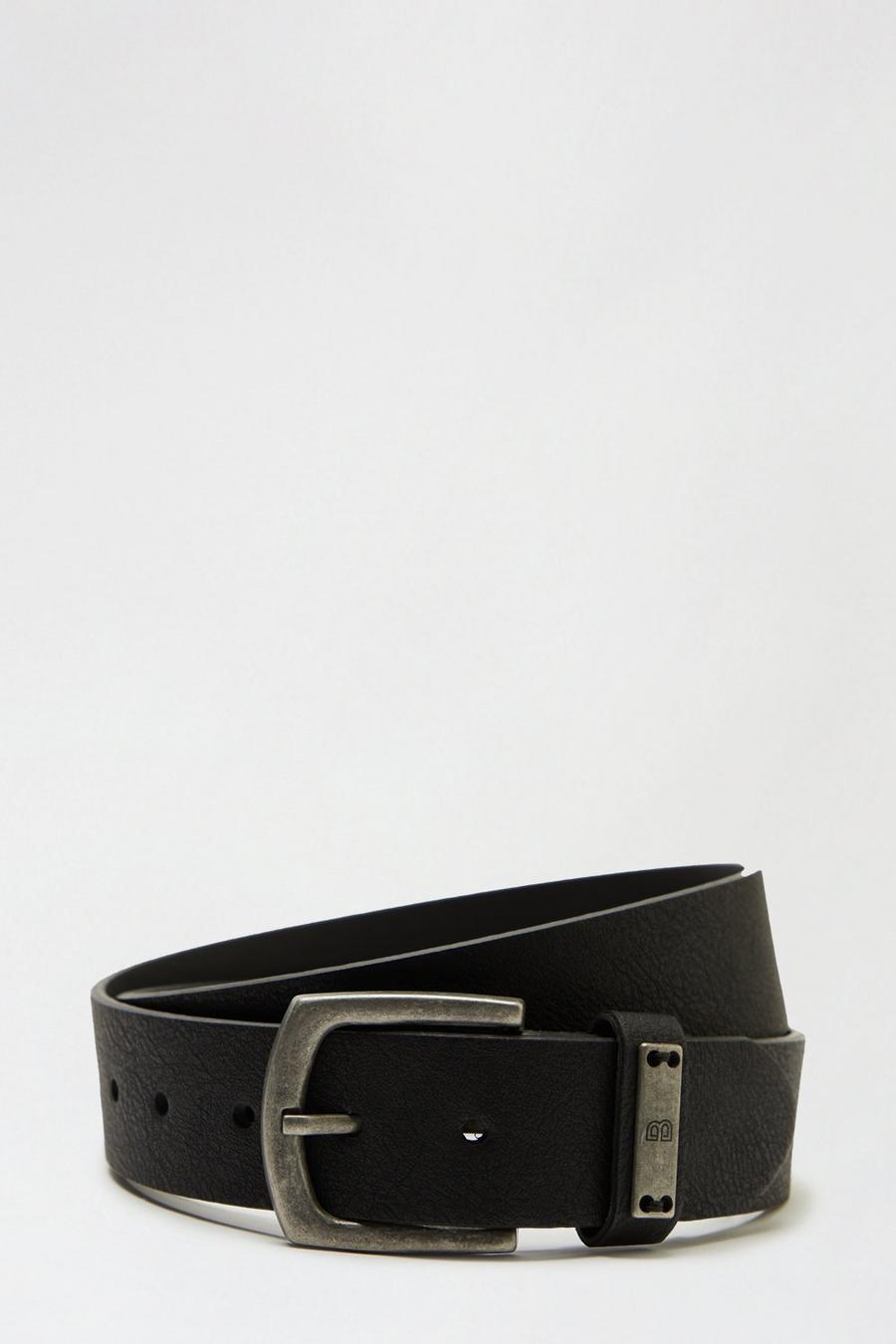 Black Double Keeper With Tab Belt