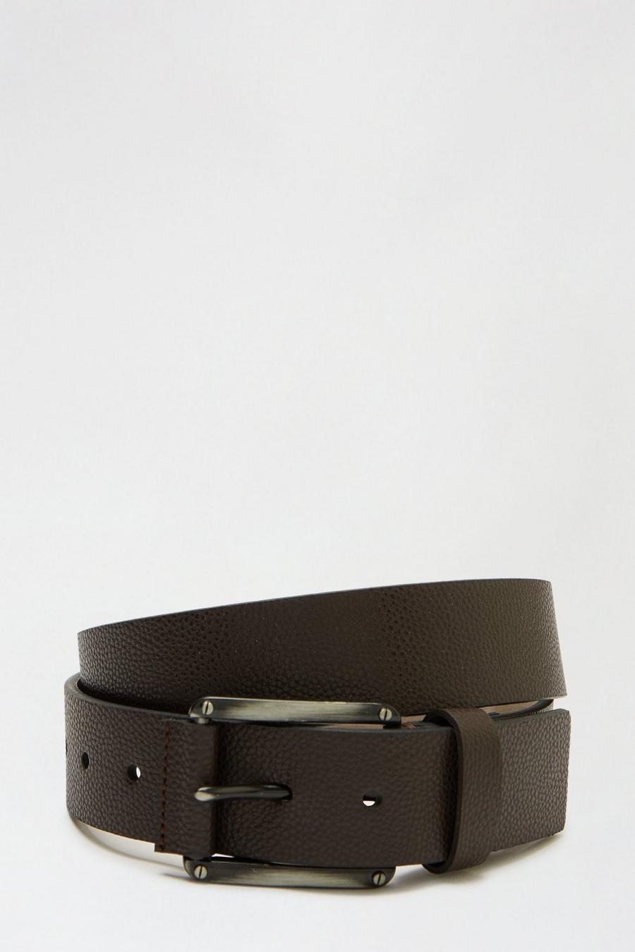 Brown Textured Strap Belt