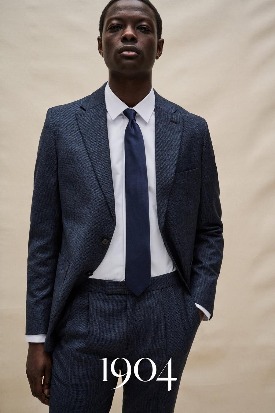Blue Puppytooth Wool Two-Piece Suit
