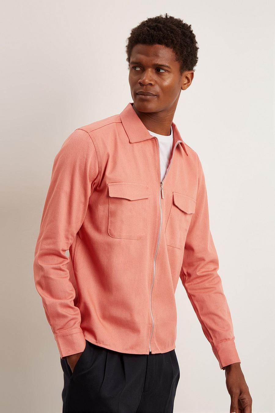 Pink Overshirt With Zip
