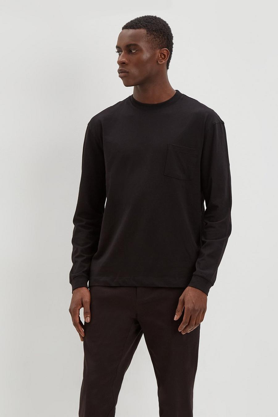 Relaxed Fit Long Sleeve Pocket T-Shirt