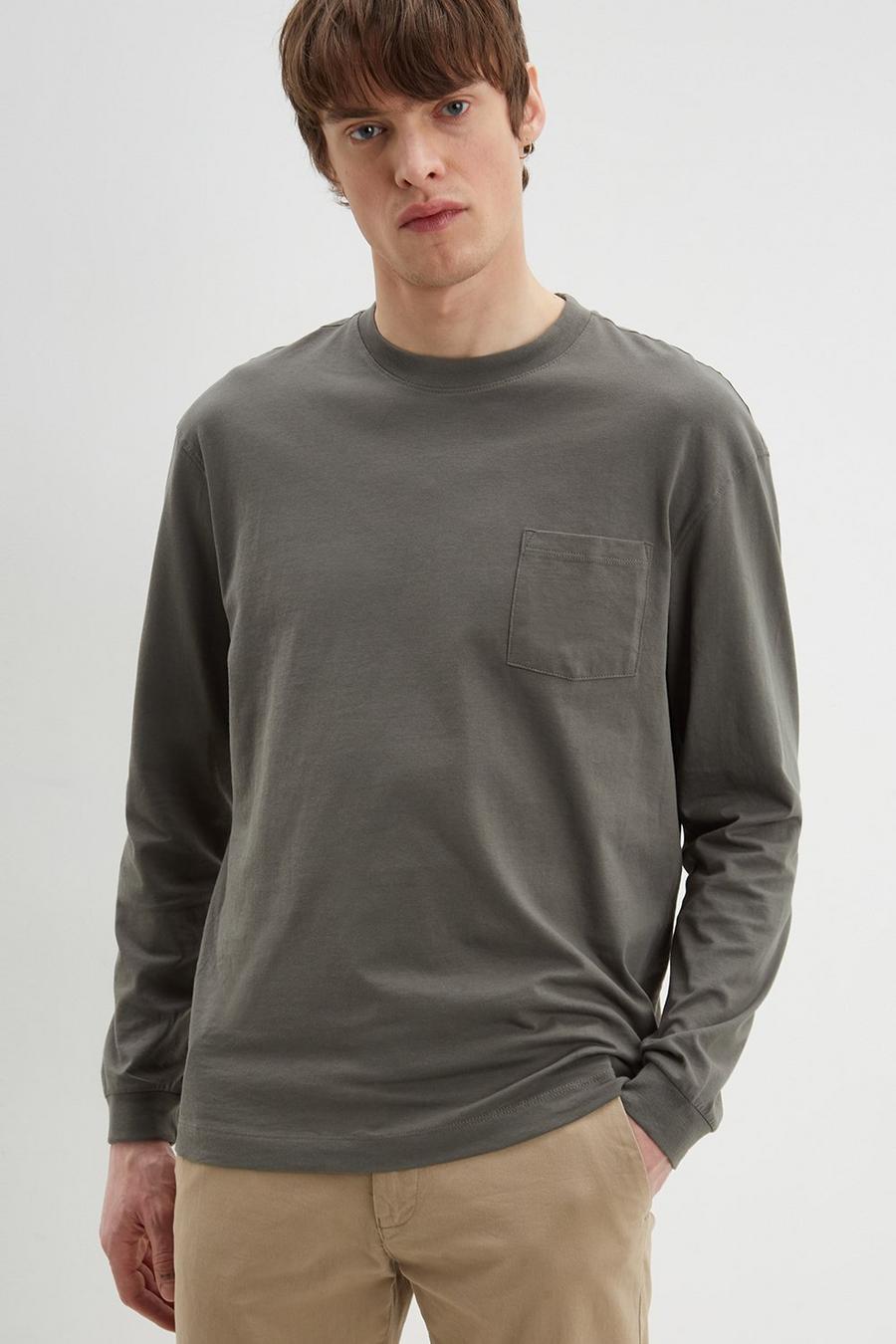 Relaxed Fit Long Sleeve Pocket T-Shirt