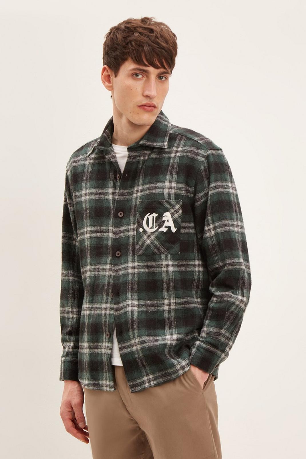 130 Check Overshirt With Print Detail image number 1