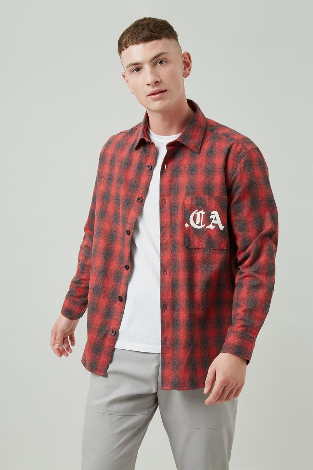 157 Check Overshirt With Print Detail image number 1