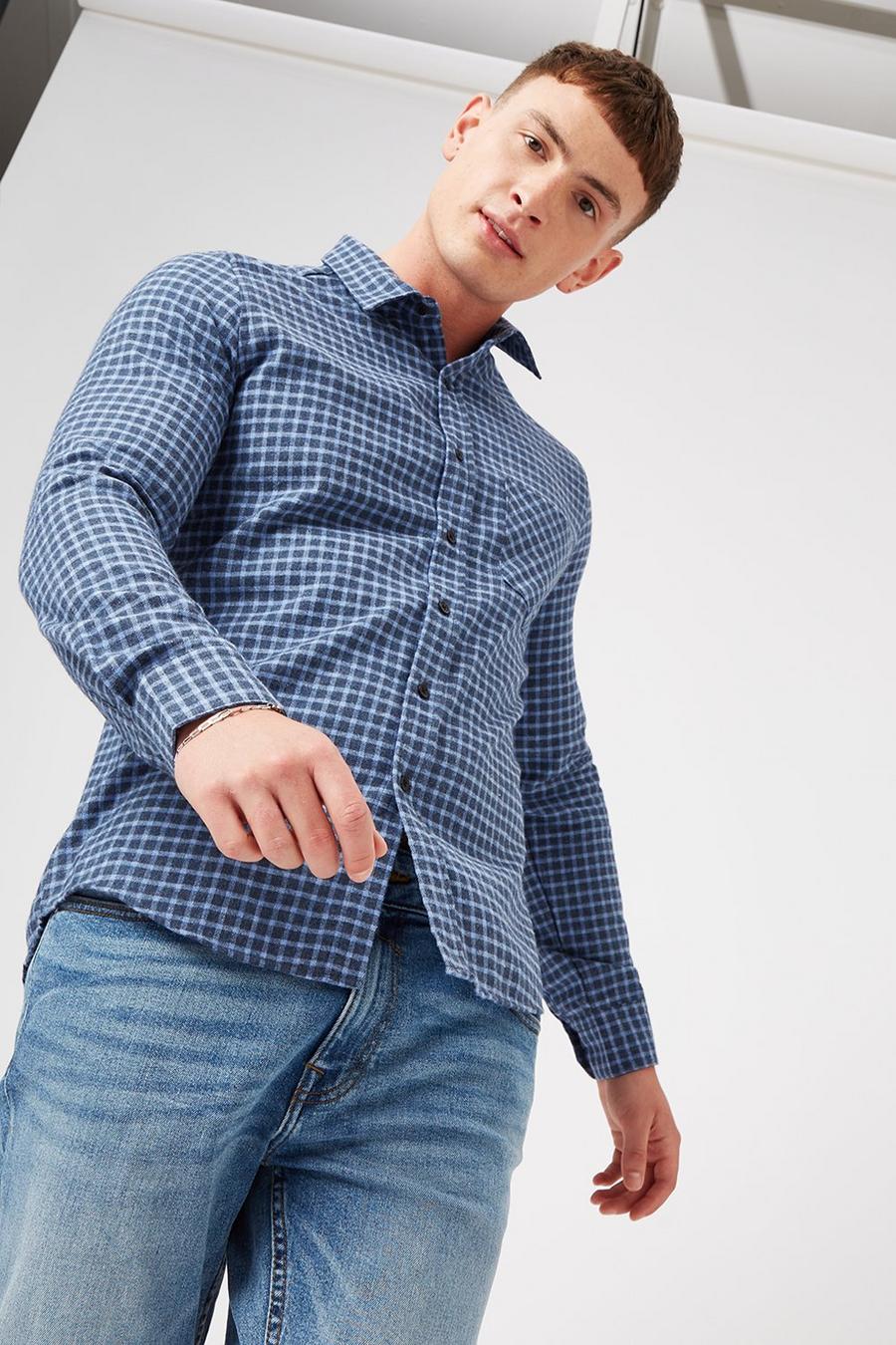 Blue Small Scale Check Shirt