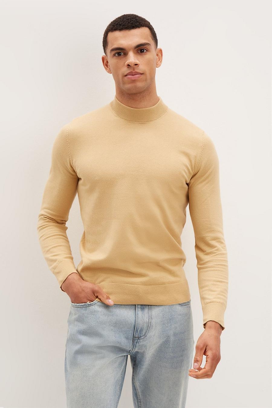 Knitted Turtle Neck Camel