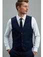 106 Slim Blue Scratchy Check Suit Waistcoat