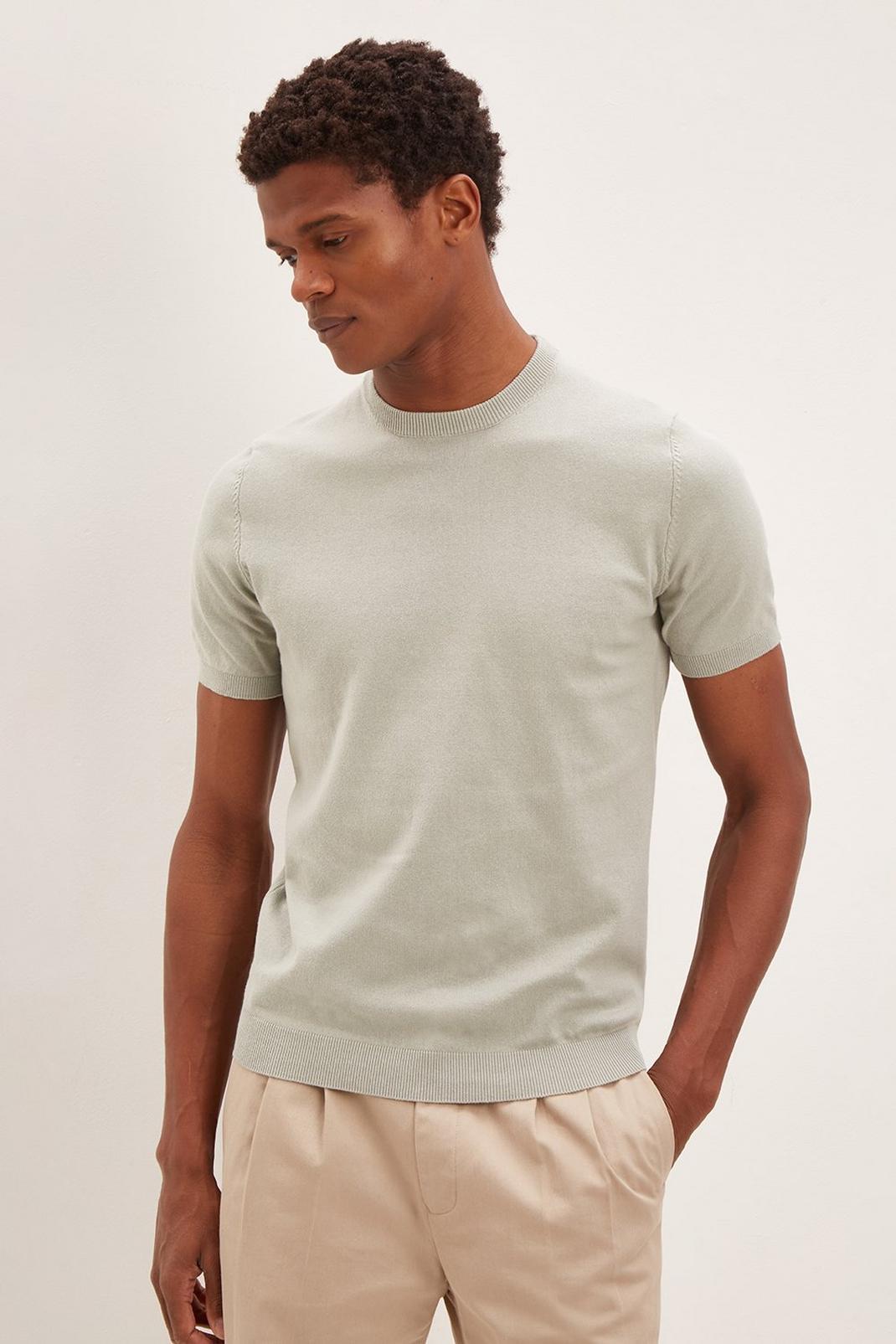 Short Sleeve Knitted T-Shirt Mint image number 1