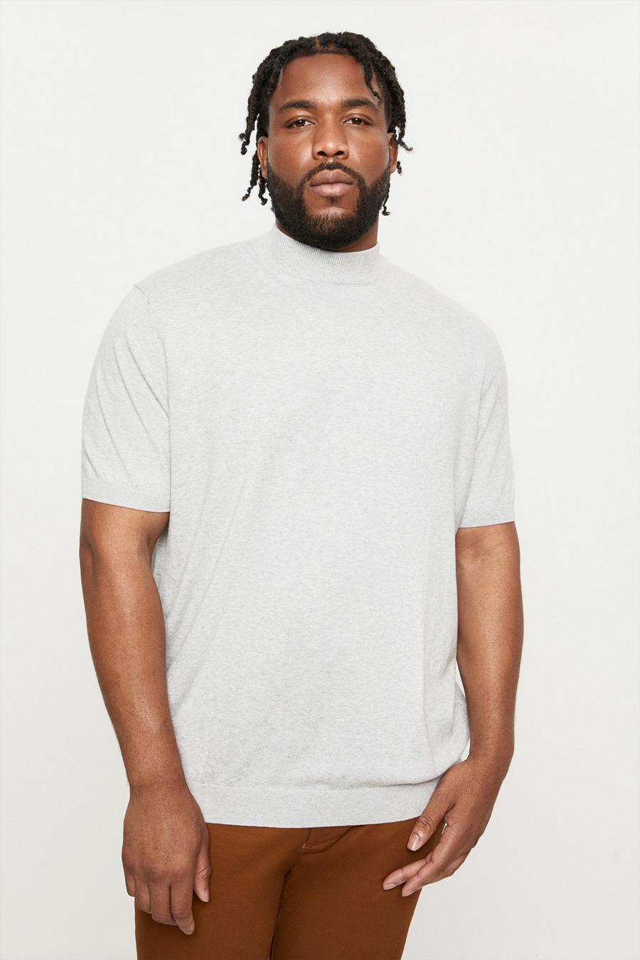 Plus And Tall Grey Short Sleeve Knit Turtle