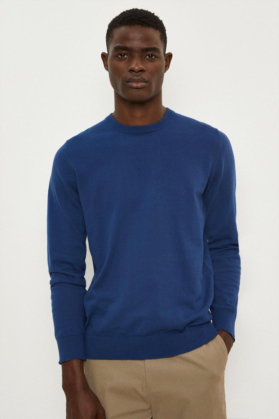 Knitted Crew Neck Royal Blue Jumper