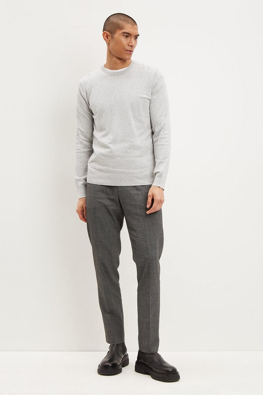 Crew Neck Knitted Grey Jumper