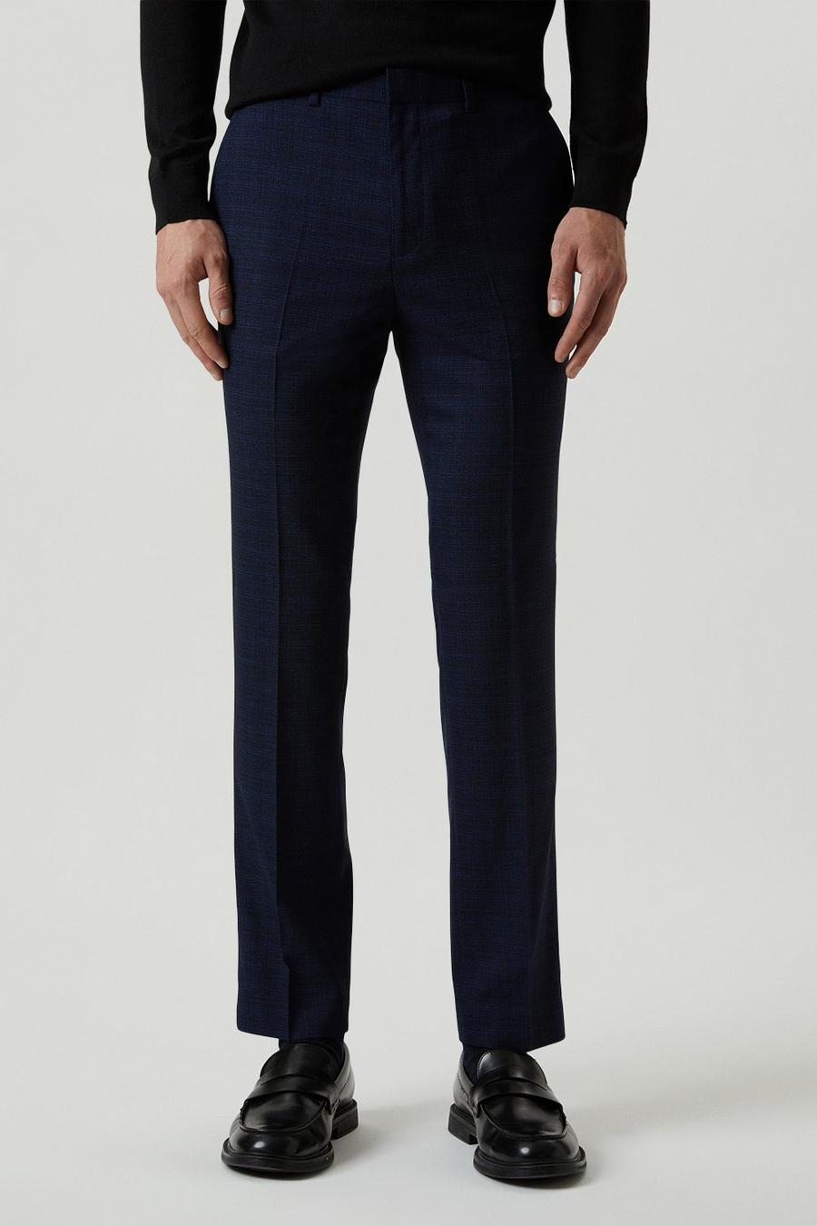 Slim Fit Navy Tonal Grindle Suit Trousers