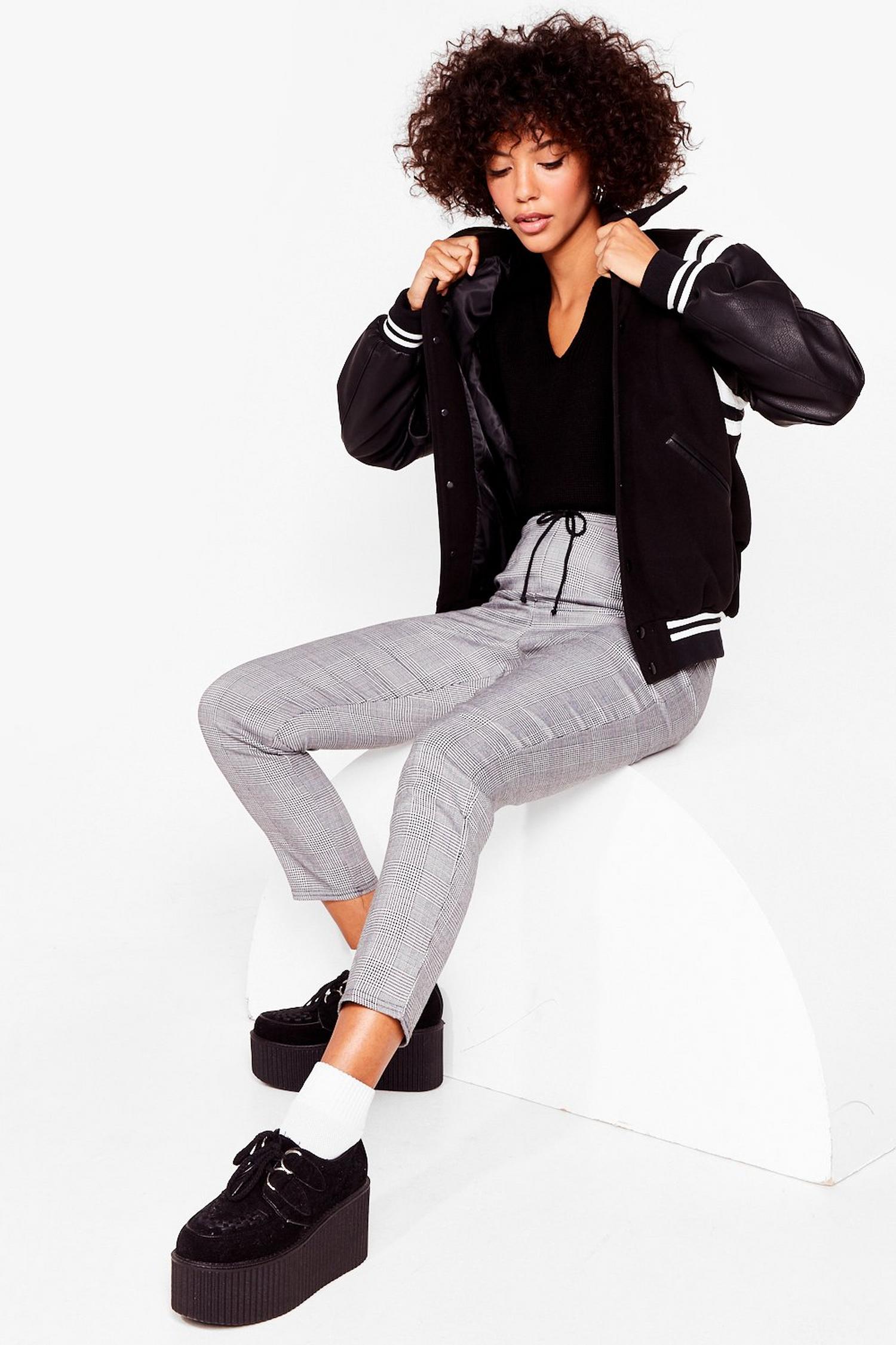 Jog On High-Waisted Check Joggers | Nasty Gal