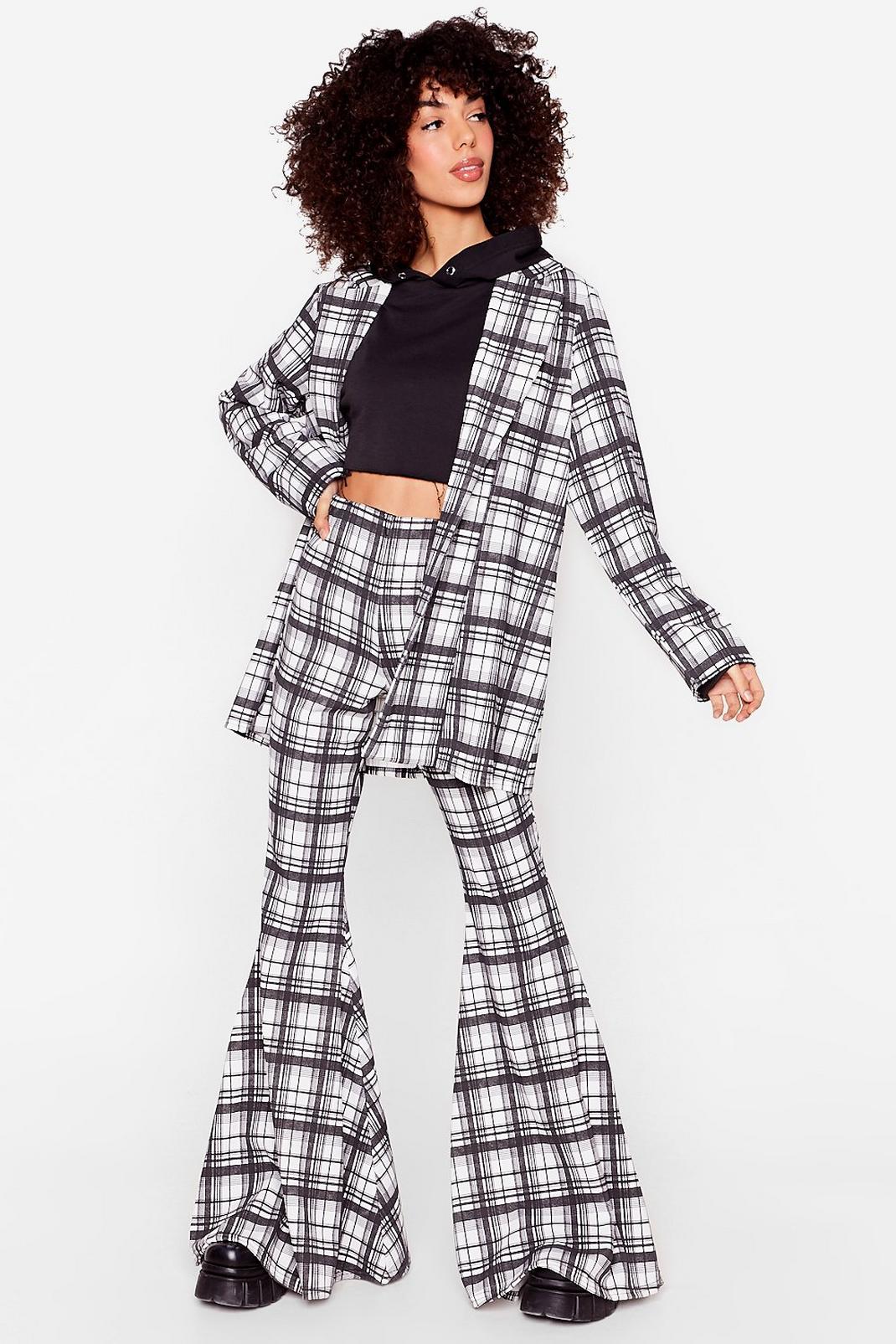 Plaid High Waisted Extreme Flare Pants image number 1