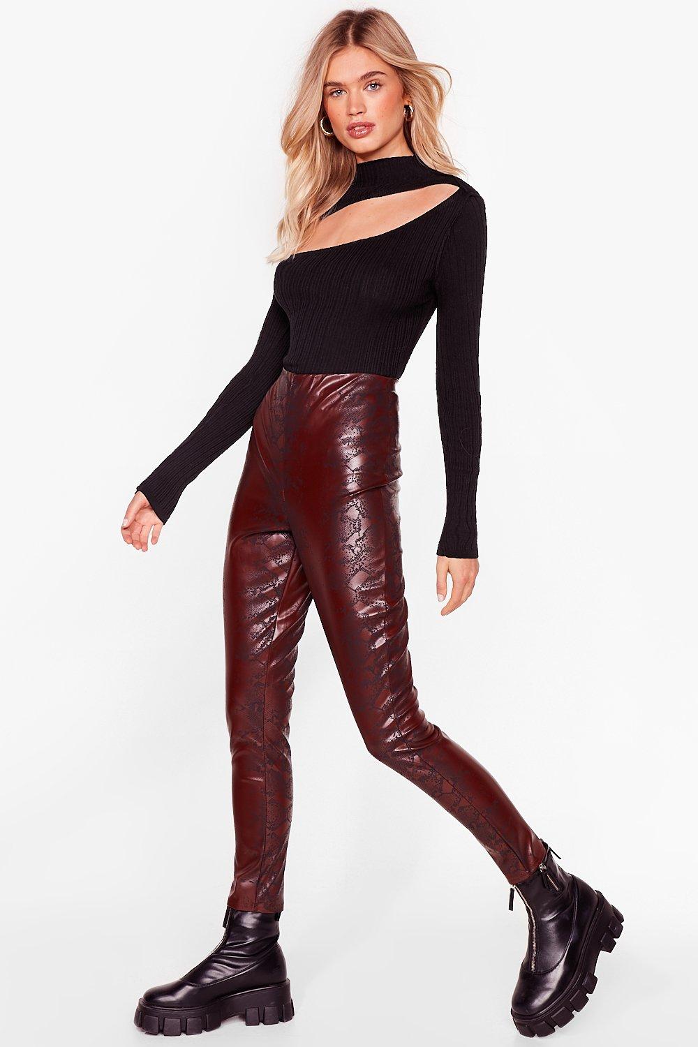 Faux Leather Snake Print Leggings